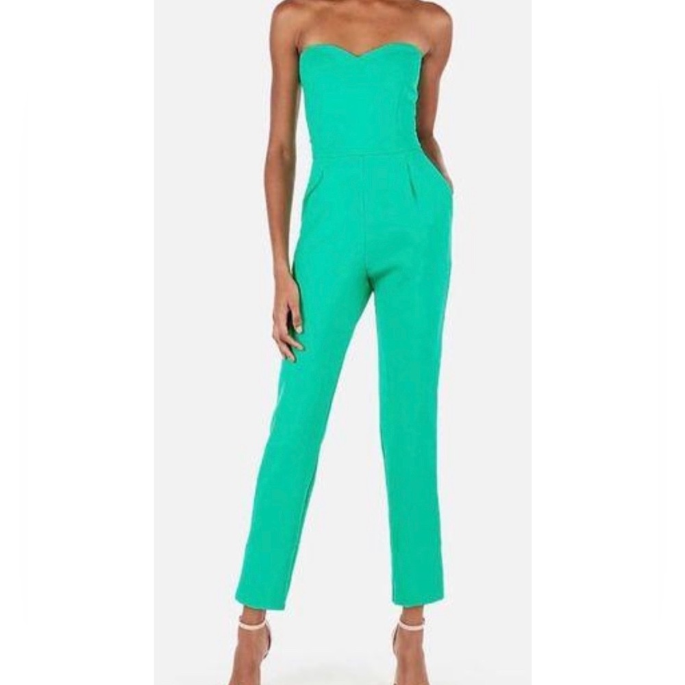 Express Aqua Green Sweetheart Neck Strapless Jumpsuit New with Tag
